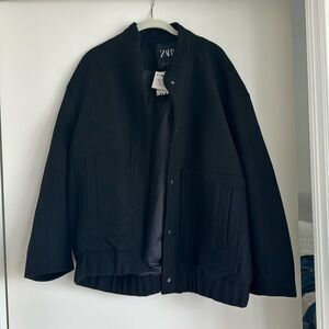 Zara black bomber jacket
